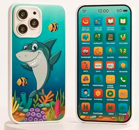 EduPhone Screen-Free Learning Toy Phone for Kids | 28 Functions | Type-C Charging | Talking Educational Mobile Toy (2+ Years) (Hindi & English Version)