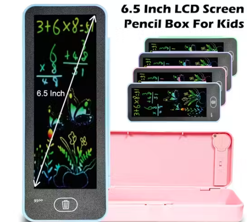 Writing Tablet Pencil Case for Kids – 2 in 1 LCD Digital Slate for Kids, E-Note Pad, Pencil Box for, Doodle Writing Board for School Going, Educational Toys -Multicolor