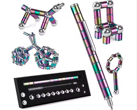 Rainbow color Magnetic Fidget Toy Pen-Fidget Toys For Eliminate Pressure Fidget Gadgets,Teenage Girls Boys-Toy Pen Decompression Modular Creativity Tools For Adult & Creative Toys For Kids