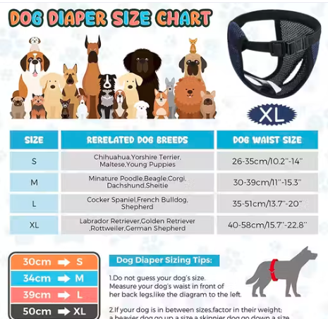 Pet Use Breathable Reusable Female Dogs Diapers with Absorption Cotton Pad for Dogs Puppy XL